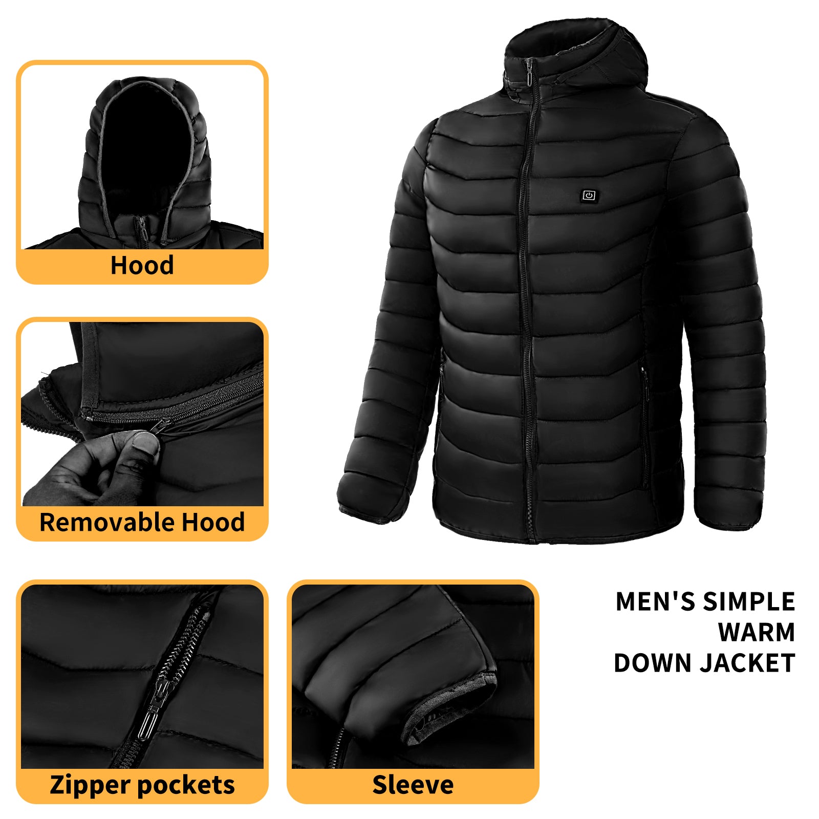 "Chaqueta Térmica para Hombre y Mujer con Calefacción Eléctrica – Abrigo Acolchado con Capucha, Cortaviento e Impermeable para Invierno Extremo"