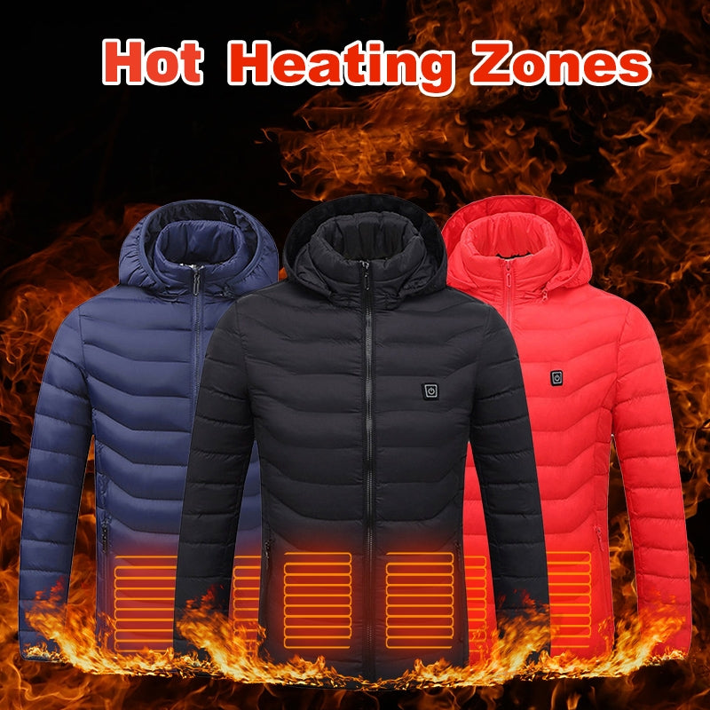 "Chaqueta Térmica para Hombre y Mujer con Calefacción Eléctrica – Abrigo Acolchado con Capucha, Cortaviento e Impermeable para Invierno Extremo"