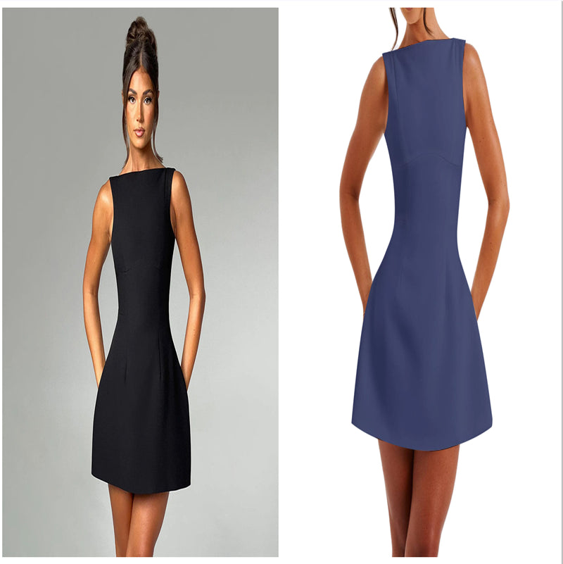 Vestido Corto de Verano Sexy sin Espalda y sin Mangas, de Corte Ajustado.