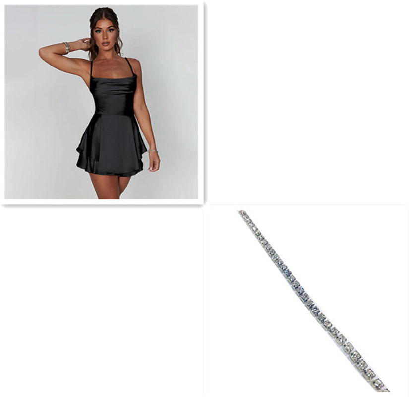 "Vestido Slim con Tirantes y Encaje – Perfecto para Noche o Fiesta"
